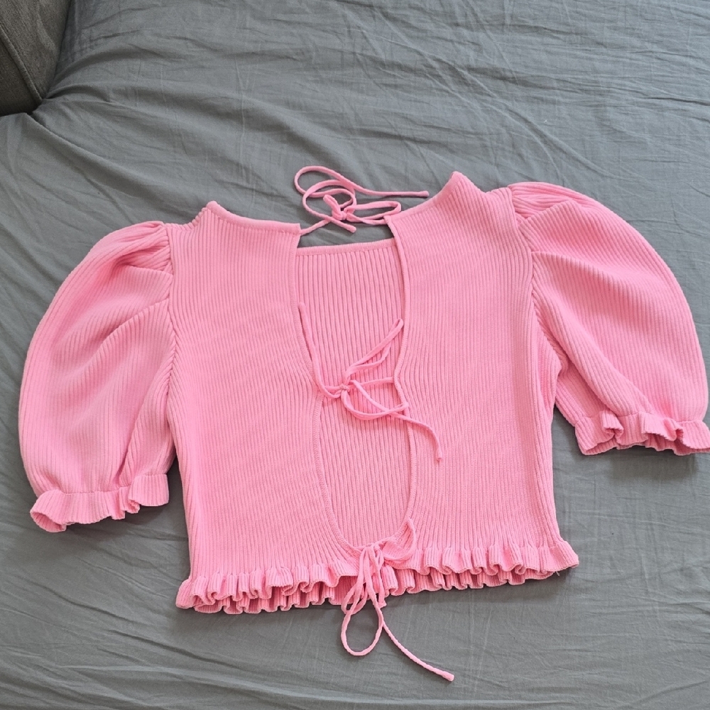 Bundle: Endless Rose Ribbed Pink Knit Top. Miss Love Ribbed Blk Sleeveless Small - Picture 7 of 13